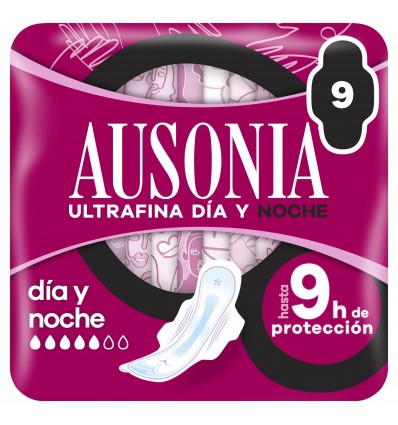 AUSONIA ULTRAFINA DÍA Y NOCHE CON ALAS 9 COMPRESAS