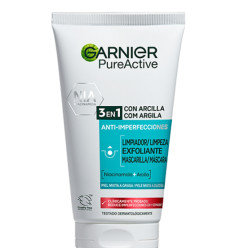 GARNIER PURE ACTIVE 3 EN 1 LIMPIADOR/ EXFOLIANTE / MASCARILLA PIELES MIXTAS CON NIACINAMIDA + ARCILLA 150 ml