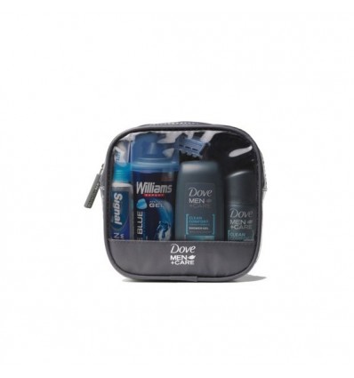 DOVE NECESER VIAJE MEN GEL 55ML+DEO 35ML+ESPUMA AFEITADO 75ML+PASTA DENTAL 16ML+CEPILLO+ MAQUINA AFEITADO