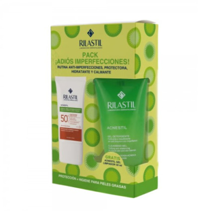 RILASTIL ACNESTIL PACK ADIÓS IMPERFECCIONES PROTECTOR SOLAR SPF 50 40 ml + GEL LIMPIADOR 50 ml