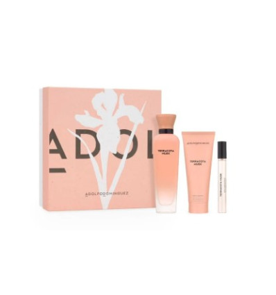 ADOLFO DOMINGUEZ TERRACOTA MUSK EAU DE PARFUM 120 ml SPRAY + EDP 10 ml SPRAY + BODY LOTION 75 ml