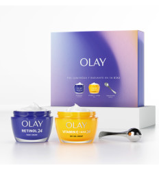 OLAY PACK VITAMIN C +AHA 24 GEL CREMA DE DIA 50 ml + RETINOL 24 CREMA NOCHE 50 ml + MASAJEADOR FACIAL