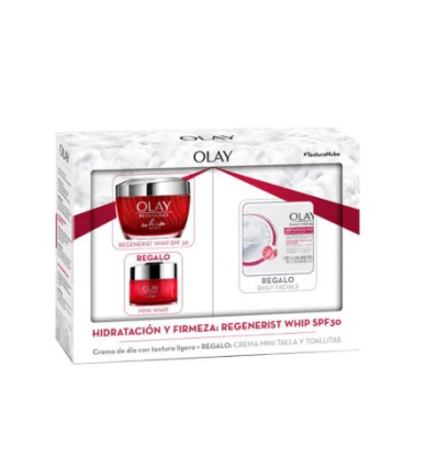 OLAY REGENERIST WHIP SPF 30 CREMA DÍA CON TEXTURA LIGERA 50 ml + CREMA WHIP DÍA 15 ml + TOALLITAS LIMPIADORAS