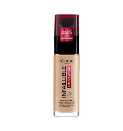 LOREAL INFAILLIBLE 32H FRESH WEAR BASE DE MAQUILLAJE SPF 25 + VITAMIN C 125 NATURAL BEIGE 30 ml