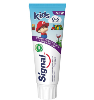 SIGNAL KIDS SUPER MARIO DENTÍFRICO DIENTES DE LECHE 0-6 AÑOS SABOR FRUTAL 75 ml