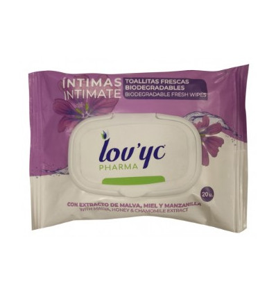 LOVYC PHARMA TOALLITAS ÍNTIMAS MALVA, MIEL Y MANZANILLA 20 unidades
