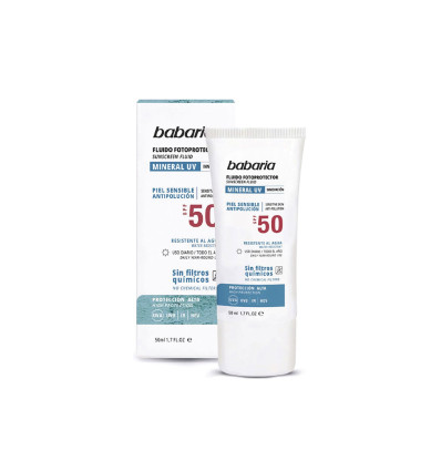 BABARIA PROTECTOR FACIAL PIEL SENSIBLE SPF 50 SIN FILTROS QUÍMICOS 50 ml