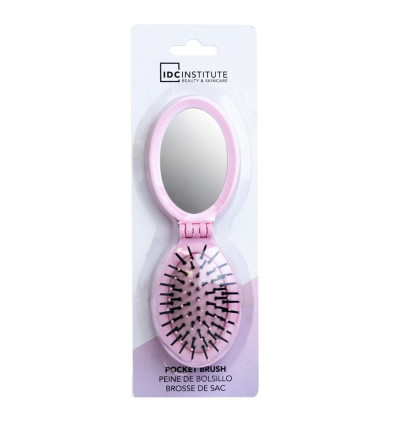 IDC INSTITUTE CEPILLO DE BOLSILLO PLEGABLE CON ESPEJO Ref. 18301RB Pocket Brush with mirror