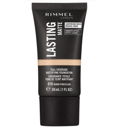 RIMMEL LASTING MATTE BASE DE MAQUILLAJE 010 WARM PORCELAIN 30 ml