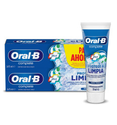 ORAL B COMPLETE PASTA DENTIFRICA CON ENJUAGUE BUCAL 2 X 75 ML