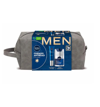 NIVEA MEN CUIDADO ANTIEDAD CREMA HIDRATANTE 50 ml + CONTORNO DE OJOS 15 ml + NECESER