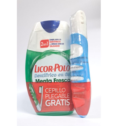 LICOR DEL POLO DENTÍFRICO EN GEL MENTA FRESCA 75 ml + CEPILLO PLEGABLE GRATIS