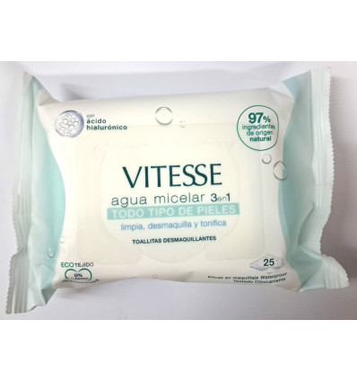 VITESSE AGUA MICELAR 3 EN 1 TOALLITAS DESMAQUILLANTES 25 unidades