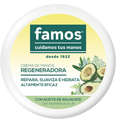 FAMOS CREMA DE MANOS REGENERADORA CON ACEITE DE AGUACATE 250 ml