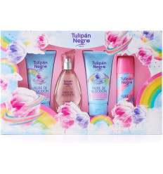 TULIPÁN NEGRO NUBE DE ALGODÓN EDT 50 ml SPRAY + GEL 75 ml + BODY LOTION 75 ml + DEO SPRAY 50 ml