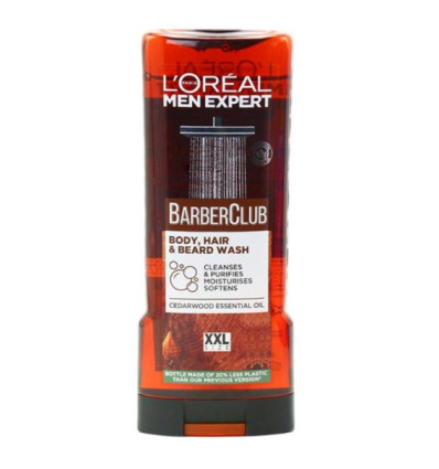 LOREAL MEN EXPERT BARBER CLUB GEL DE DUCHA PARA BARBA, CUERPO Y CABELLO 400 ml