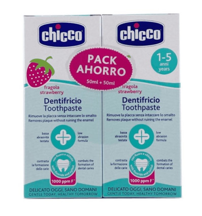 CHICCO DENTIFRICO INFANTIL PACK 2 X 50 ml EDAD DE 1 a 5 AÑOS