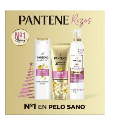 PANTENE RIZOS PACK CHAMPÚ 325 ml + ACONDICIONADOR 220 ml + ESPUMA 300 ml