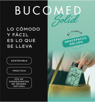 BUCOMED DENTÍFRICO SÓLIDO SIN FLUOR 160 comprimidos SABOR MENTA