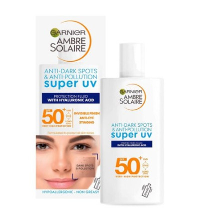 GARNIER SUPER UV PROTECTOR FACIAL SPF 50 ANTIMANCHAS Y ANTIPOLUCIÓN 40 ml