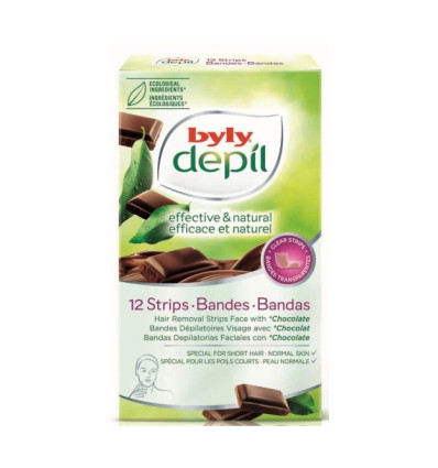 BYLY DEPIL BANDAS FACIALES DE CHOCOLATE 12 UNIDADES