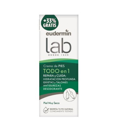 EUDERMINE LAB CREMA DE PIES TODO EN 1 PIEL MUY SECA 75 + 25 ml