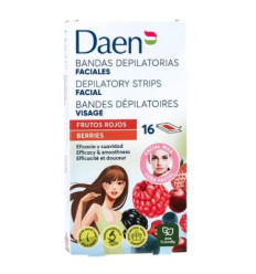 DAEN BANDAS DEPILATORIAS FACIALES FRUTOS ROJOS 16 unidades