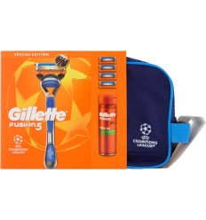 GILLETTE FUSION 5 PACK MANGO + 4 RECAMBIOS + GEL DE AFEITADO 200 ml + NECESER