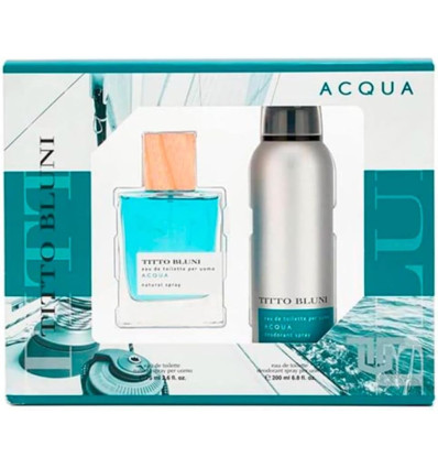 TITTO BLUNI ACQUA EDT 75 ml SPRAY + DEO SPRAY 200 ml HOMBRE