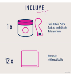 VEET PURE KIT DE CERA DEPILATORIA DE AZÚCAR CUERPO Y ROSTRO 250 ml + 12 BANDAS REUTILIZABLES