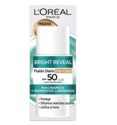 LOREAL BRIGHT REVEAL FLUIDO DIARIO CON COLOR FILTRO UV SPF 50 TONO MEDIO 50 ml