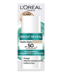 LOREAL BRIGHT REVEAL FLUIDO DIARIO CON COLOR FILTRO UV SPF 50 TONO CLARO50 ml