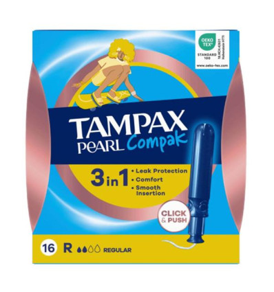 TAMPAX PEARL COMPACK 3 EN 1 REGULAR 16 UNIDADES