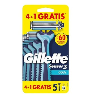 GILLETTE SENSOR 3 COOL 5 MAQUINILLAS DE AFEITADO