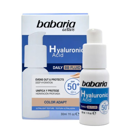 BABARIA BB FLUIDO DIARIO ÁCIDO HIALURÓNICO SPF 50 CON COLOR 30 ml