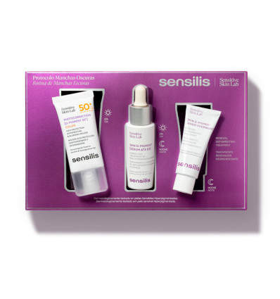 Sensilis Skin D-Pigment Protocolo Despigmentante Kit Sérum 30 ml + Crema 15 ml + Protector Solar SPF50+ 15 ml