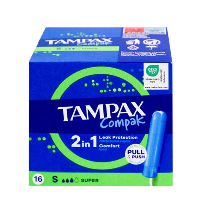 TAMPAX COMPAK 2 EN 1 SUPER 16 UNIDADES
