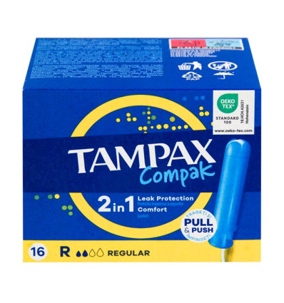 TAMPAX COMPAK 2 EN 1 REGULAR 16 UNIDADES