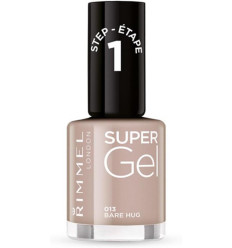 RIMMEL SUPER GEL PACK ESMALTES PASO 1 BARE HUG 013 + PASO 2 TOP COAT SIN LÁMPARA 2 X 12 ml