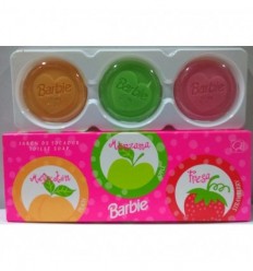 BARBIE SET 3 JABONES DE TOCADOR MELOCOTÓN-MANZANA Y FRESA 30GX3