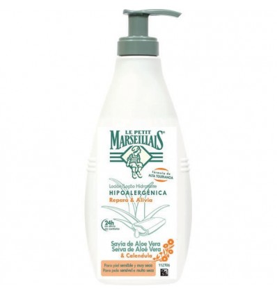 LE PETIT MARSEILLAIS LOCIÓN HIDRATANTE HIPOALERGÉNICA SAVIA DE ALOE VERA & CALÉNDULA REPARA & ALIVIA 400 ml