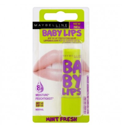 MAYBELLINE BABY LIPS SPF 20 BÁLSAMO LABIAL 8H HIDRATACIÓN MINT FRESH