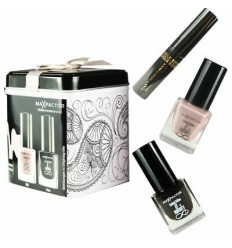 MAX FACTOR LATA + MINI MASTERPIECE MÁSCARA BLACK + MINI NAILFINITY BOJI + MINI NAILFINITY ONYX